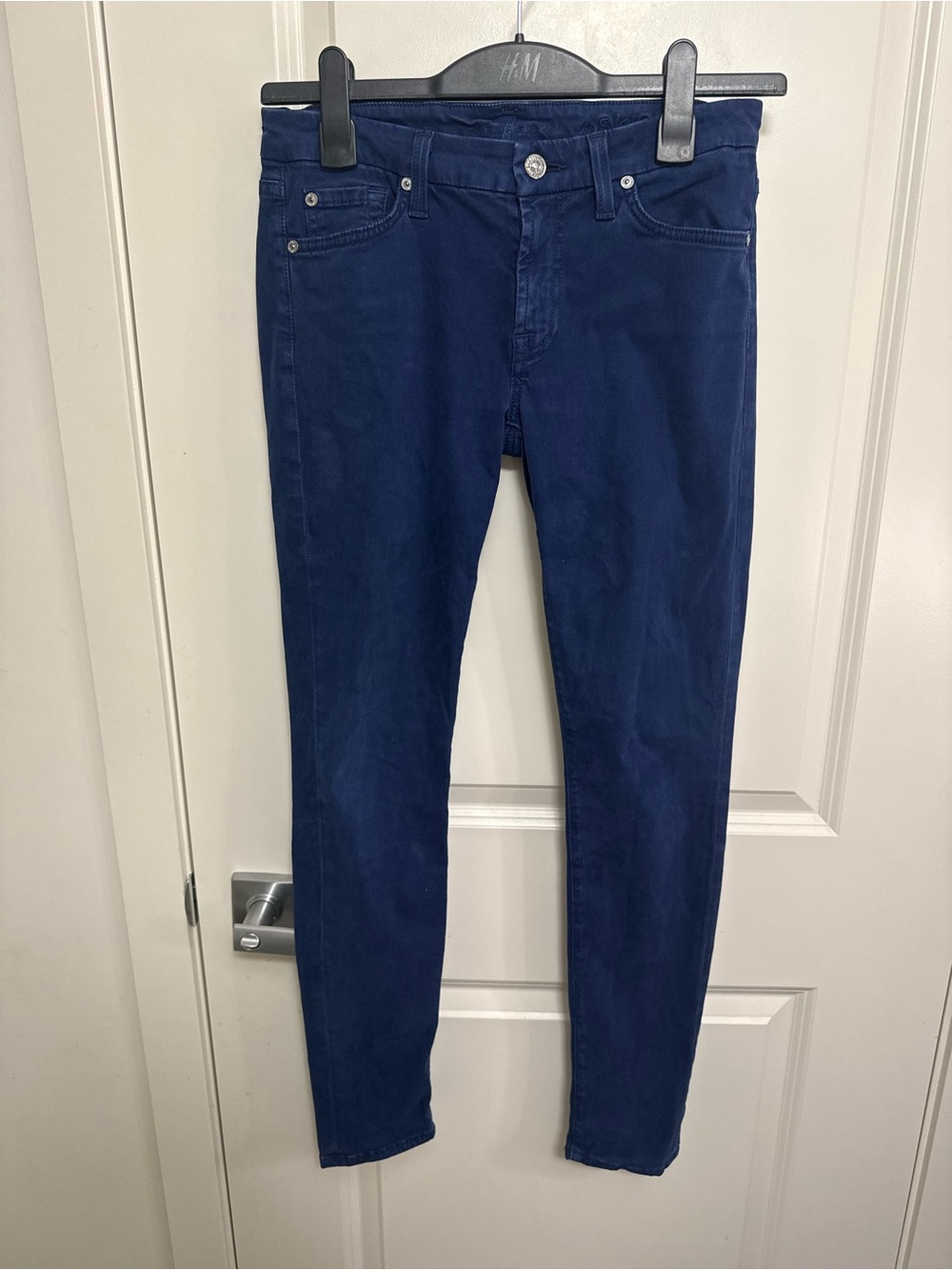 7 for All Mankind Women's "The skinny" Blue Velvet Jeans in size 28
